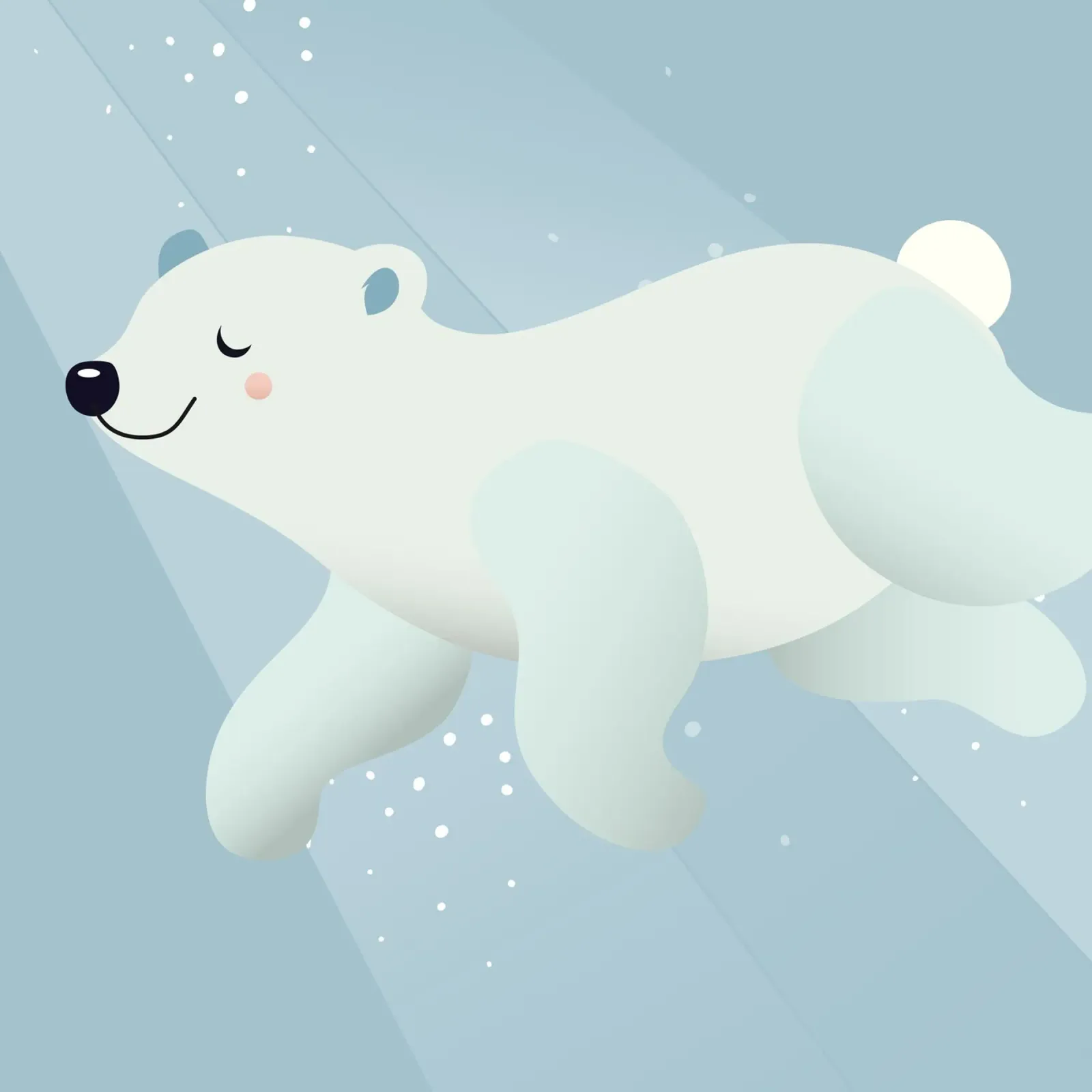 Design d'un ours polaire nageant dans des tons bleus doux hahnemühle de namosh