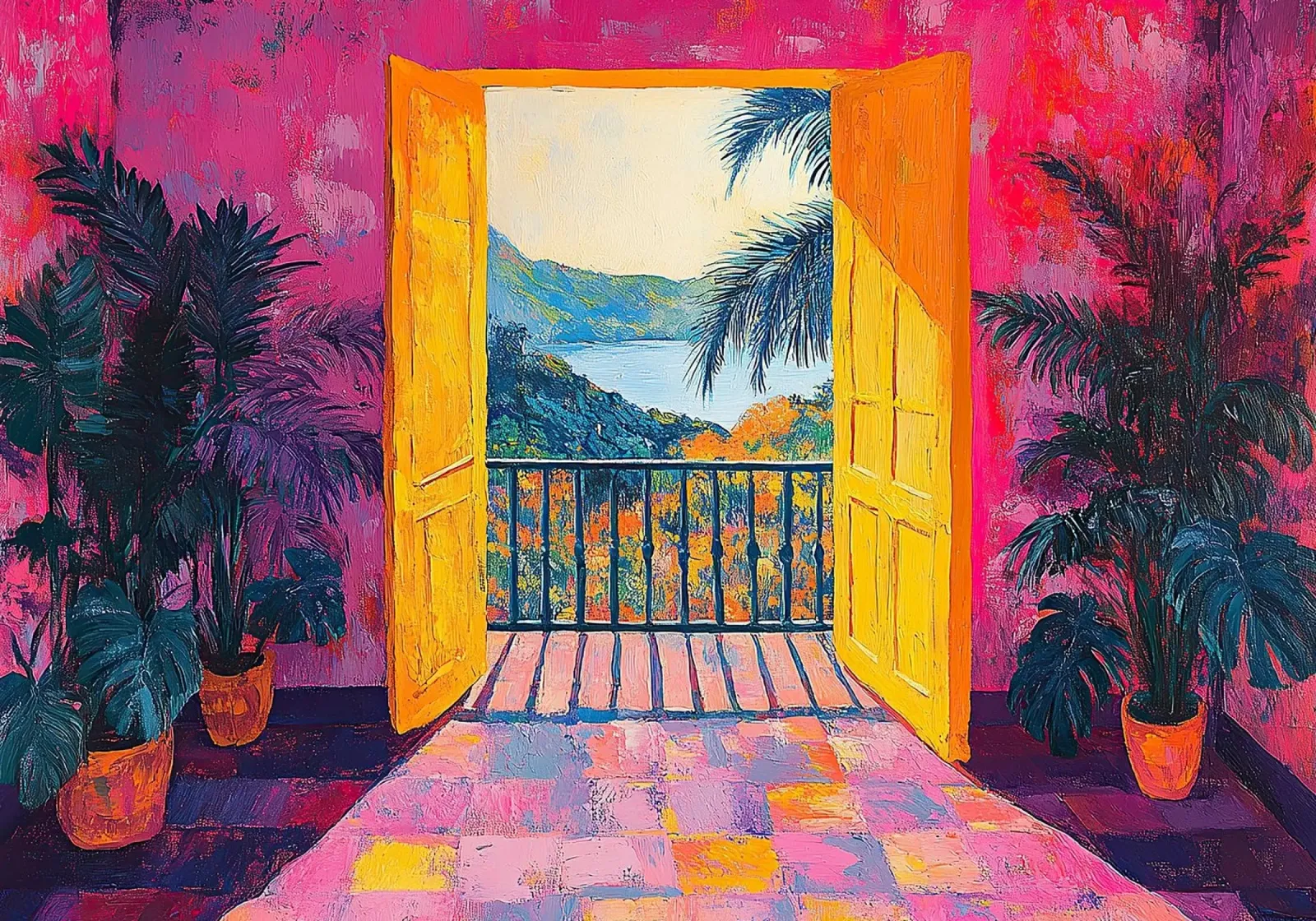 Henri Matisse inspireert "Levendige ontsnapping canvas met Baklijst van Nikis Art Studio