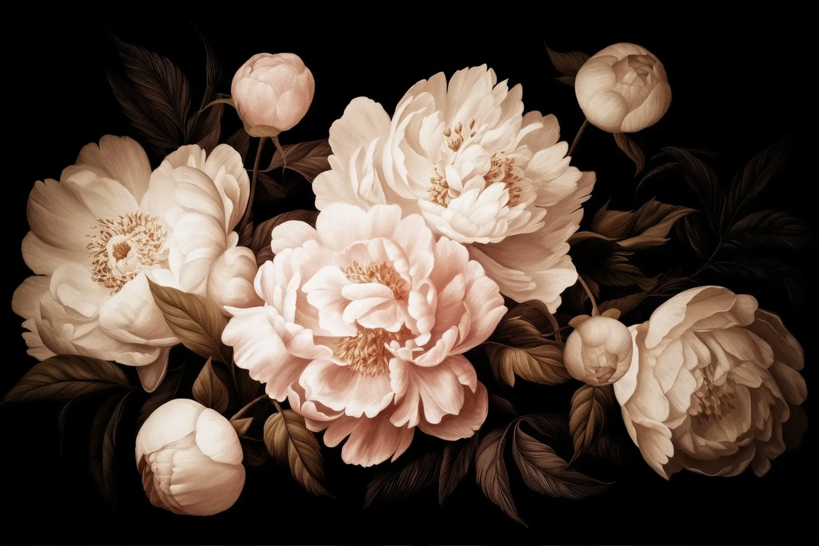 Bouquet di peonie bianche e crema in grassetto vintage pellicola backlit da Flower Garden - Uta Naumann