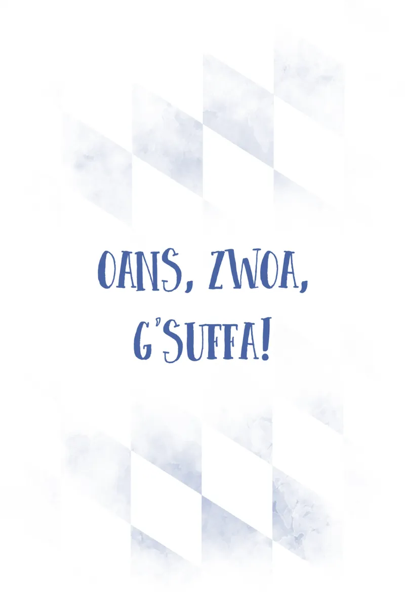 Typisch Bayern OANS, ZWOA, G'SUFFA poster con telaio in legno da Melanie Viola