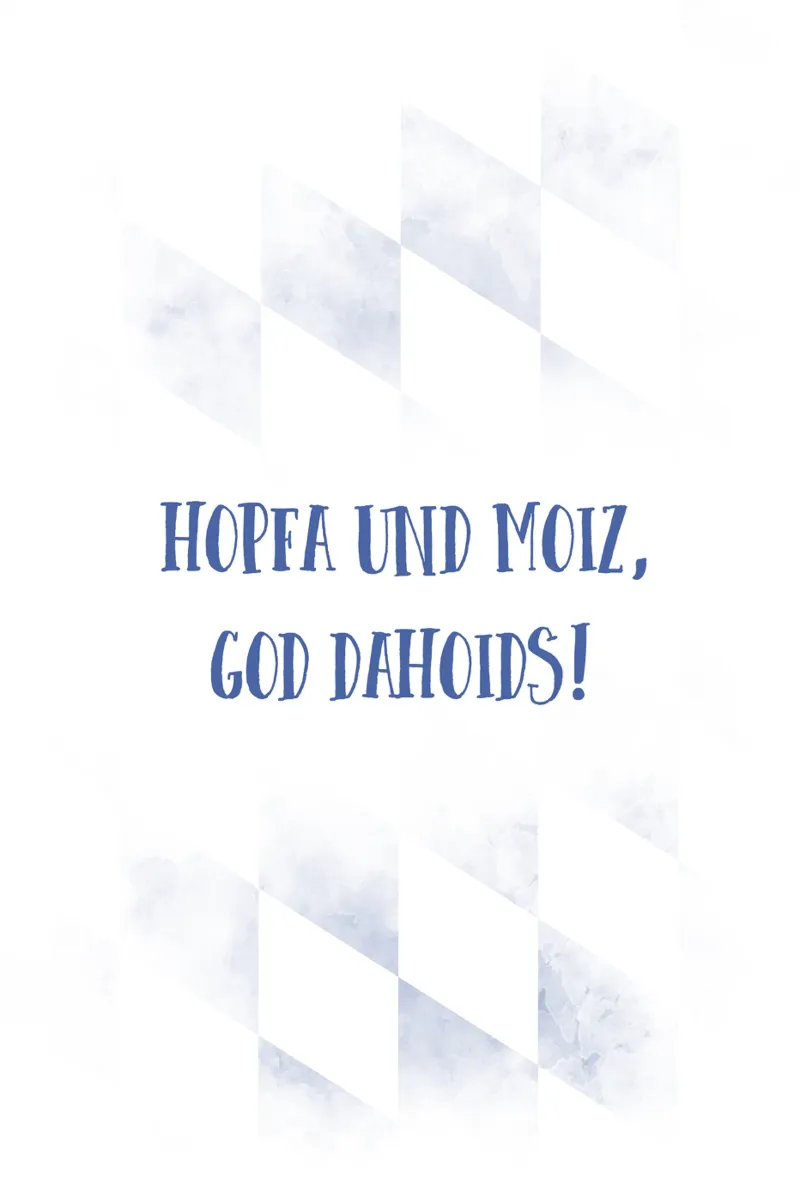 Typisch Bayern HOPFA UND MOIZ poster con telaio in plastica da Melanie Viola