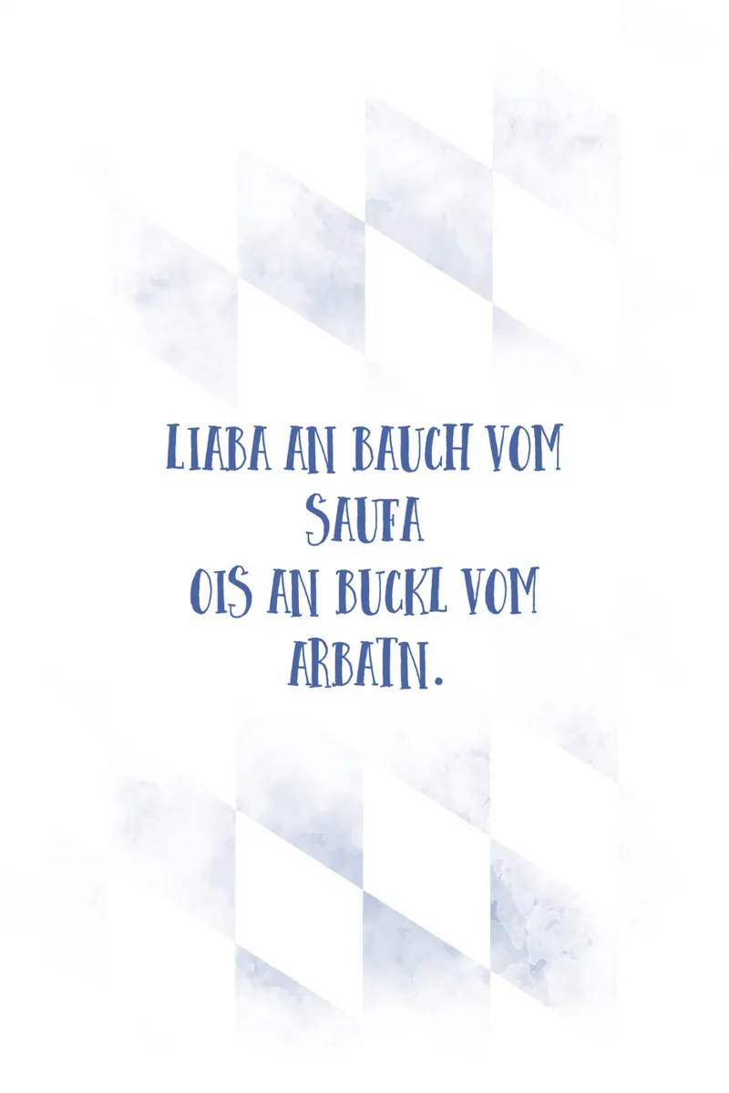 Typisch Bayern AN BAUCH VOM SAUFA poster con telaio in alluminio da Melanie Viola
