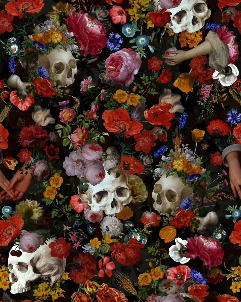 Sull'onda dell'estro barocco e dei fiori mistici Giardino di mezzanotte poster con telaio in plastica da Flower Garden - Uta Naumann