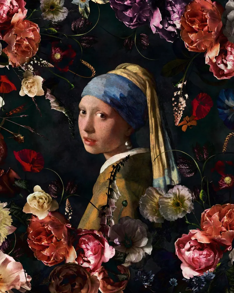 La ragazza con l'orecchino di perla e i fiori poster da Flower Garden - Uta Naumann