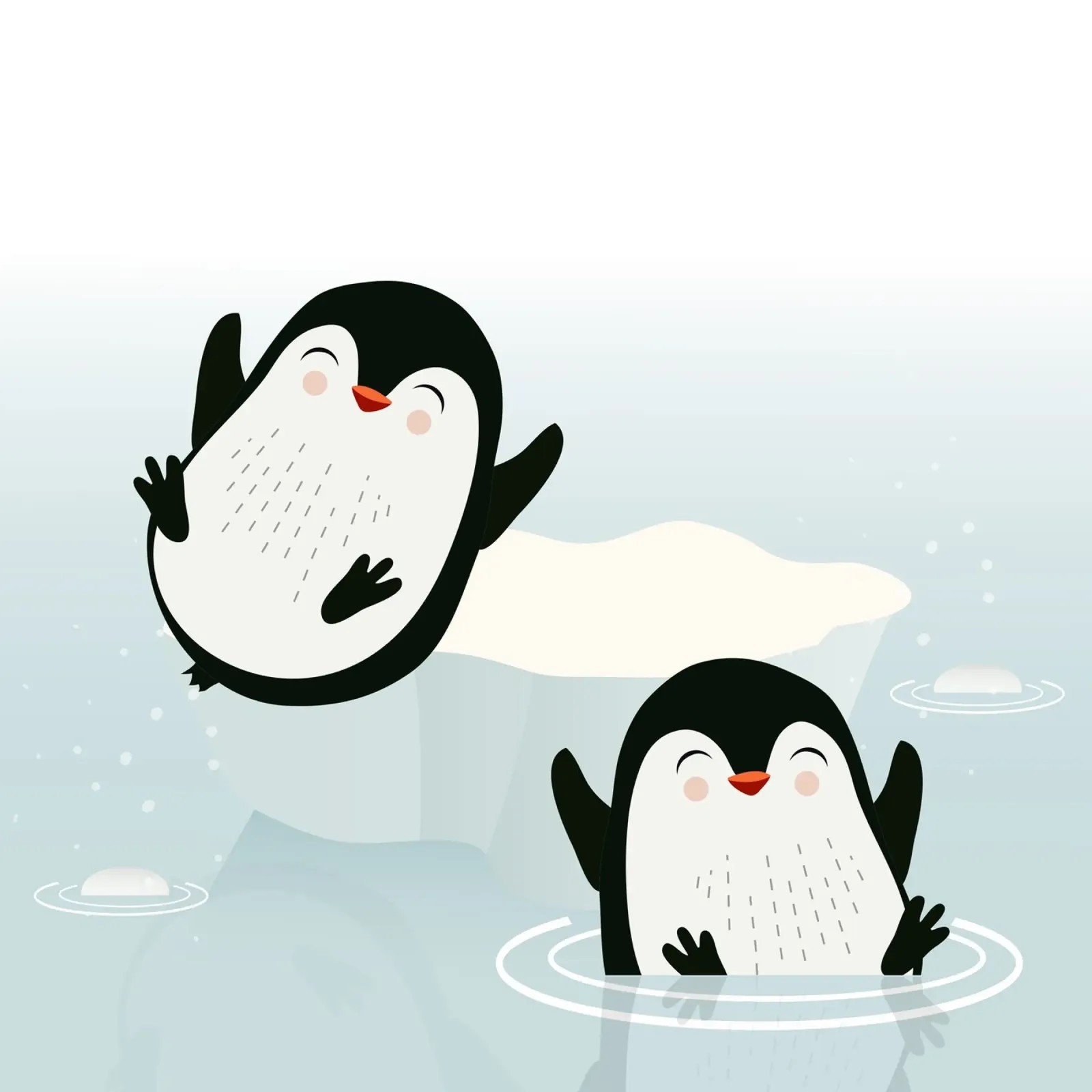 Due pinguini che giocano in acqua pellicola backlit da namosh