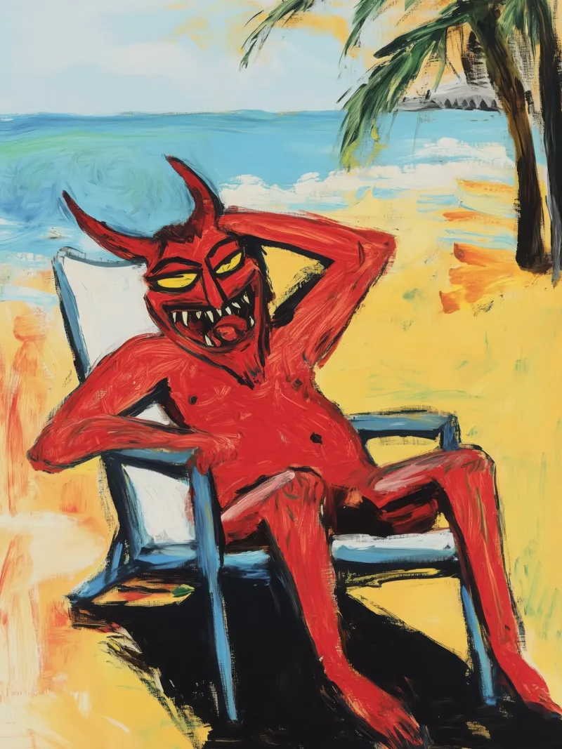 Red Devil on the Beach | Auguri per le vacanze poster da Autofocus