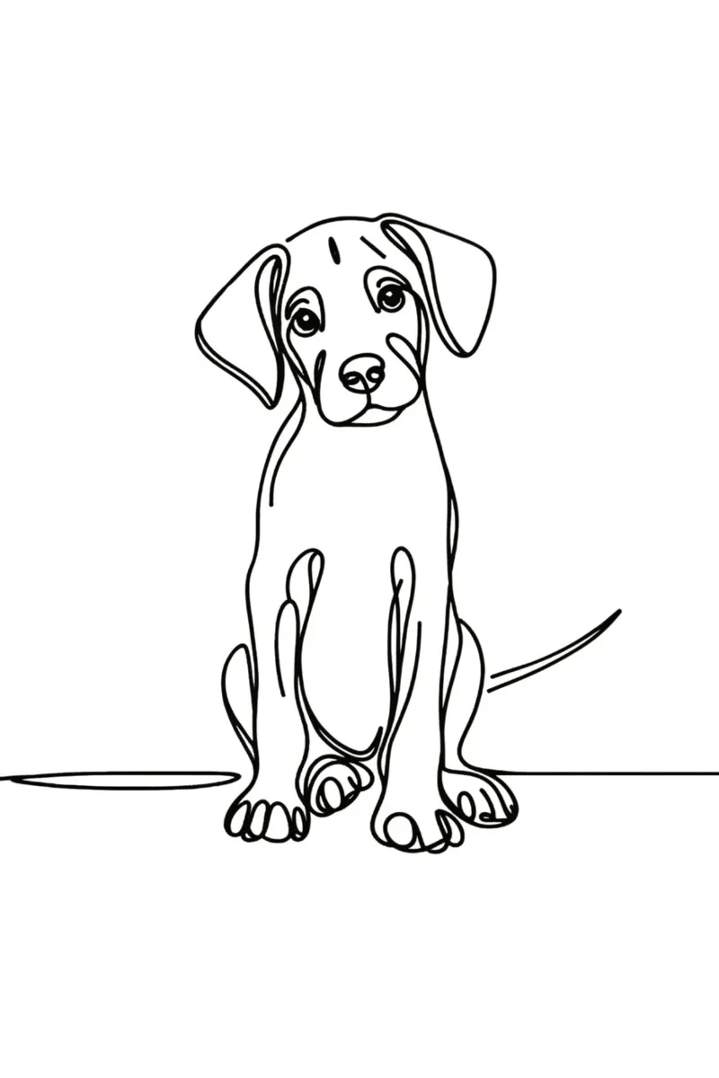 Disegno artistico lineare del cane Rhodesian ridgeback pellicola backlit da WijdevenDesign