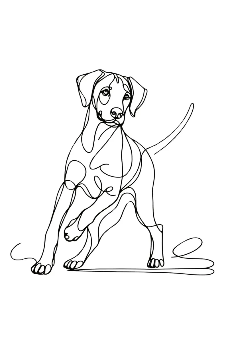 Rhodesian ridgeback Dog Line Art Dibujo metacrilato de WijdevenDesign