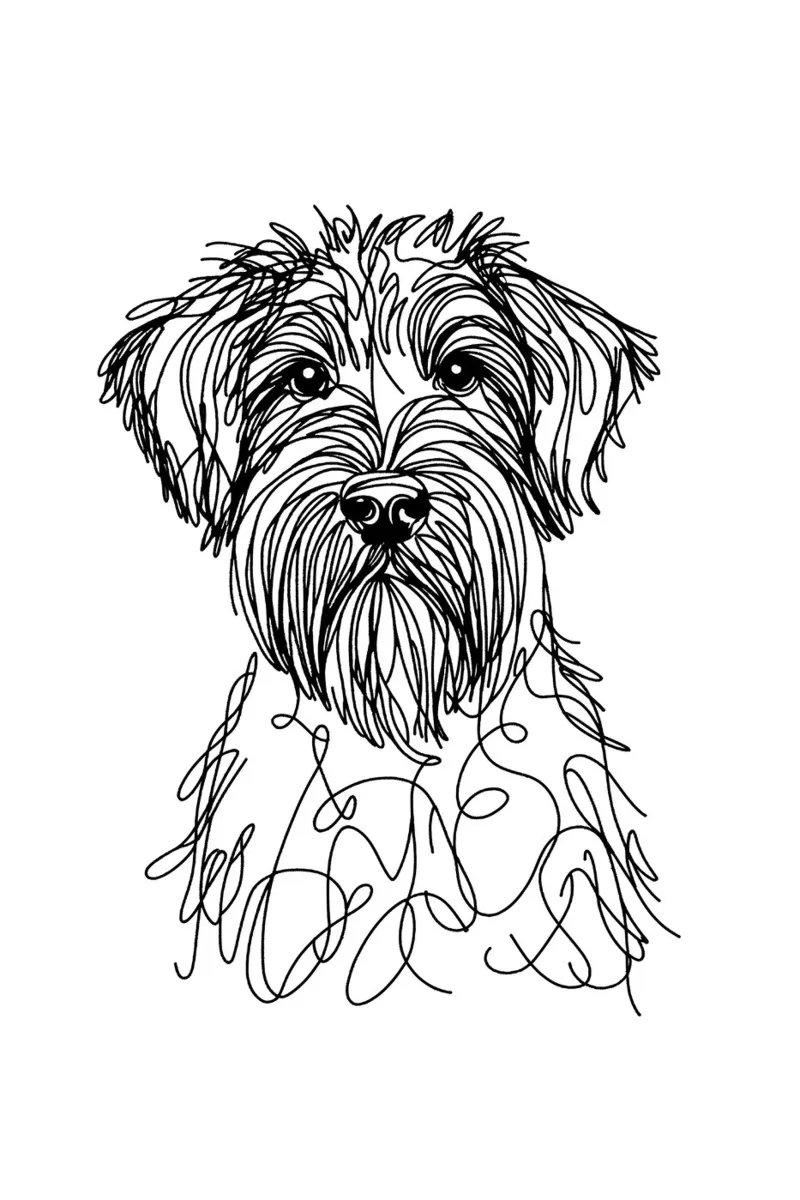 Chien Griffon à poil dur Dessin au trait poster de WijdevenDesign