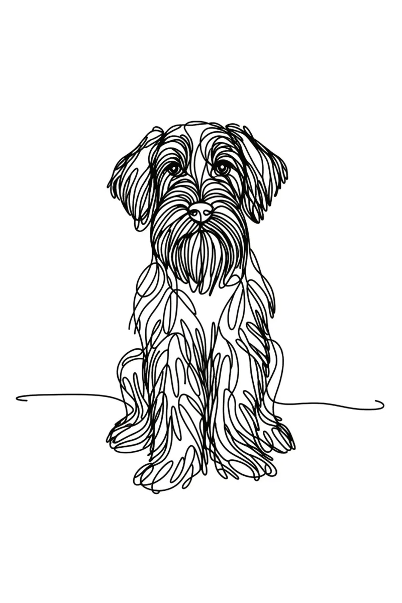 Chien Griffon à poil dur Dessin au trait hahnemühle de WijdevenDesign