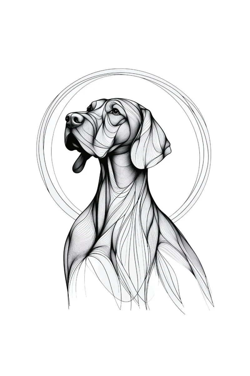 Chien Vizsla Dessin au trait poster de WijdevenDesign