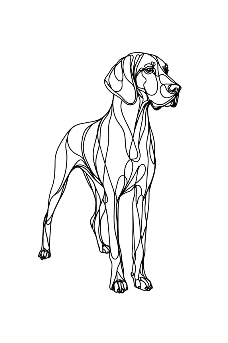 Chien Vizsla Dessin au trait poster de WijdevenDesign