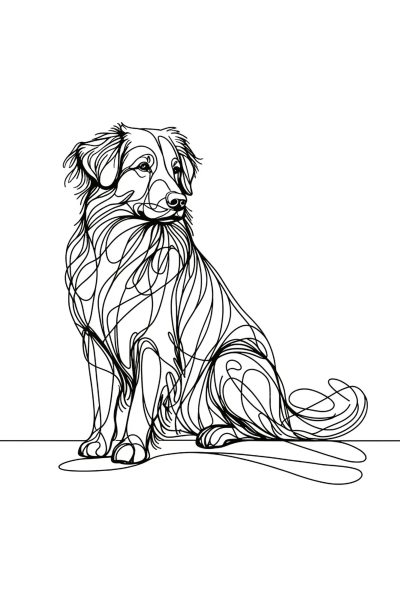 Nova Scotia Duck Tolling Retriever Dog Line Art Dibujo hahnemühle de WijdevenDesign