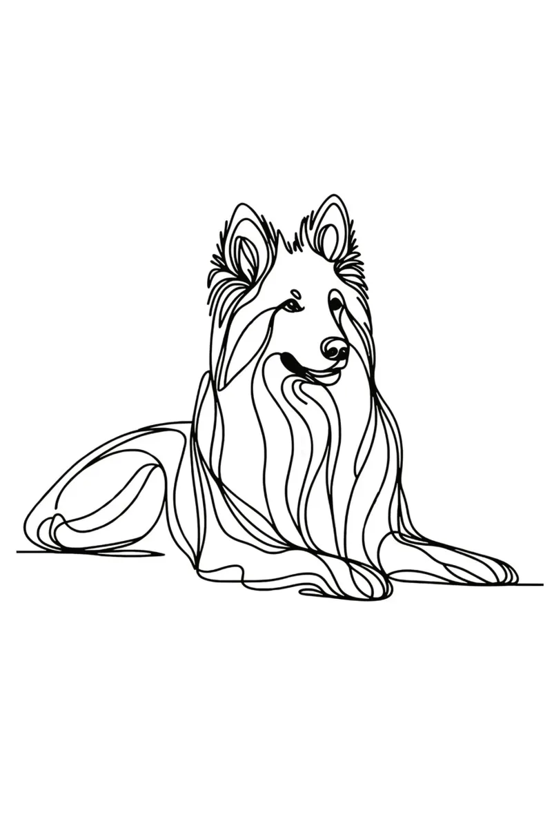 Witte Zwitserse Herdershond Lijntekening canvas van WijdevenDesign