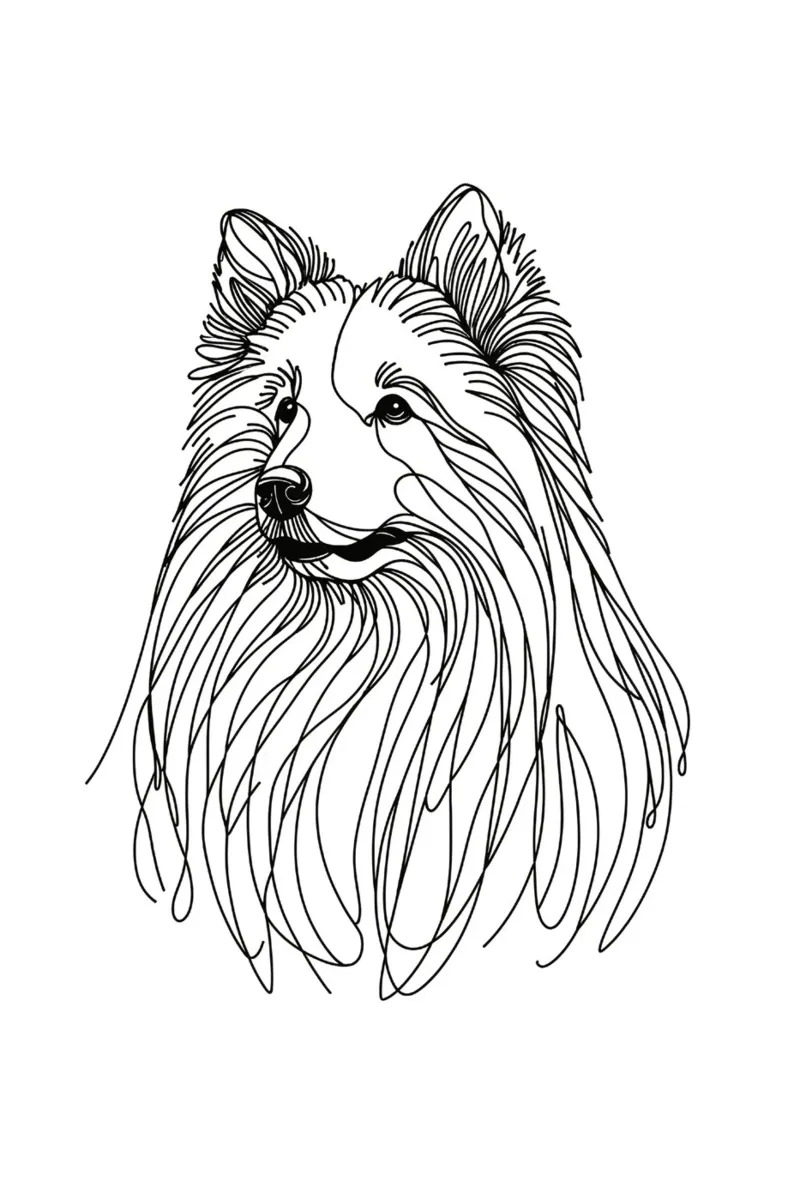 Witte Zwitserse Herdershond Lijntekening poster van WijdevenDesign