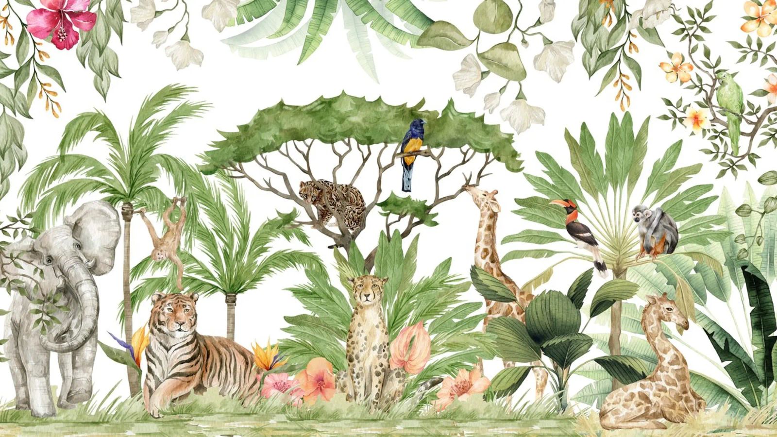 Nursery Watercolor Exotic African Animals Safari 1 poster by Vintage World - Uta Naumann