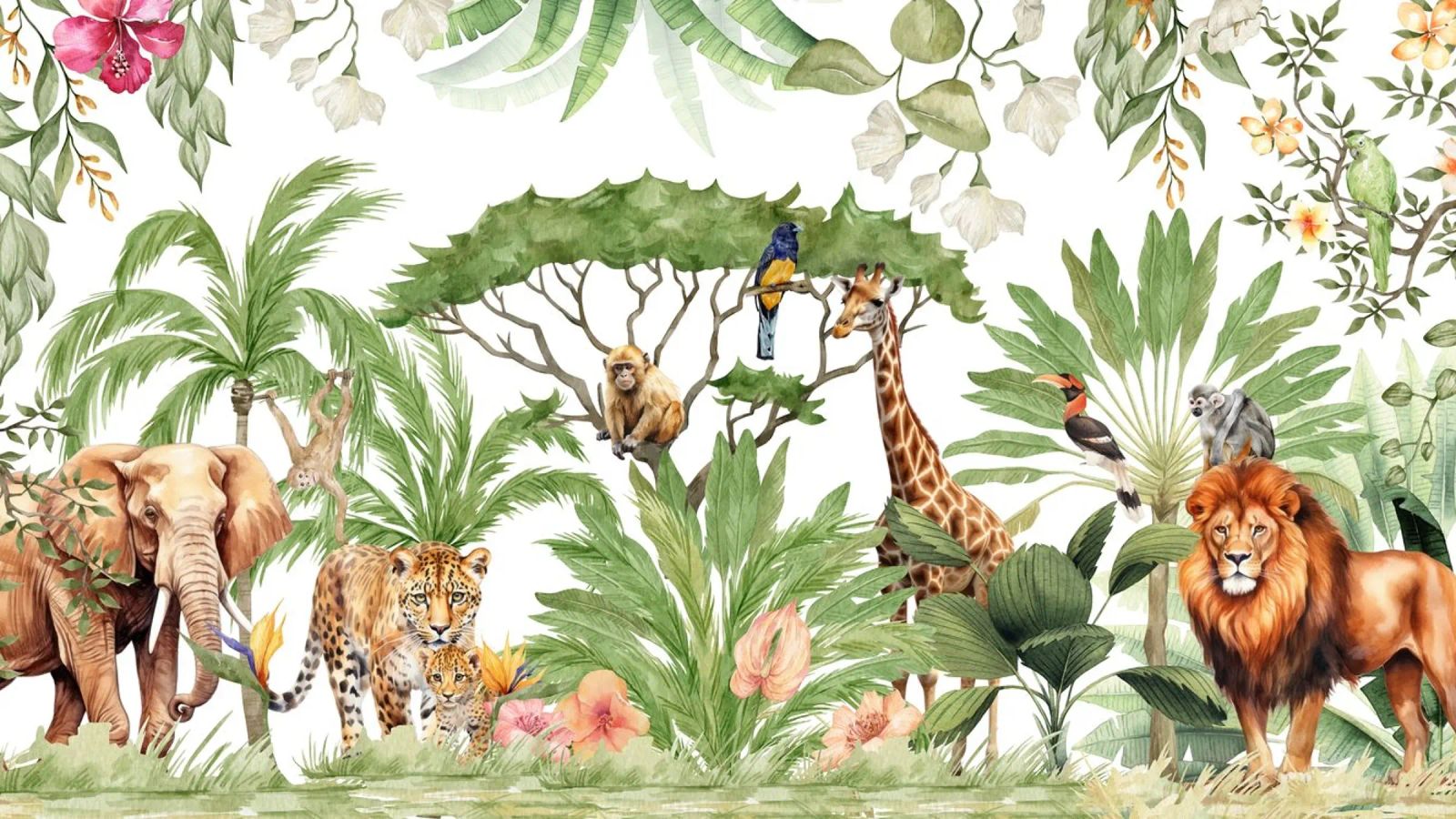 Nursery Watercolor Exotic African Animals Safari 3 poster by Vintage World - Uta Naumann
