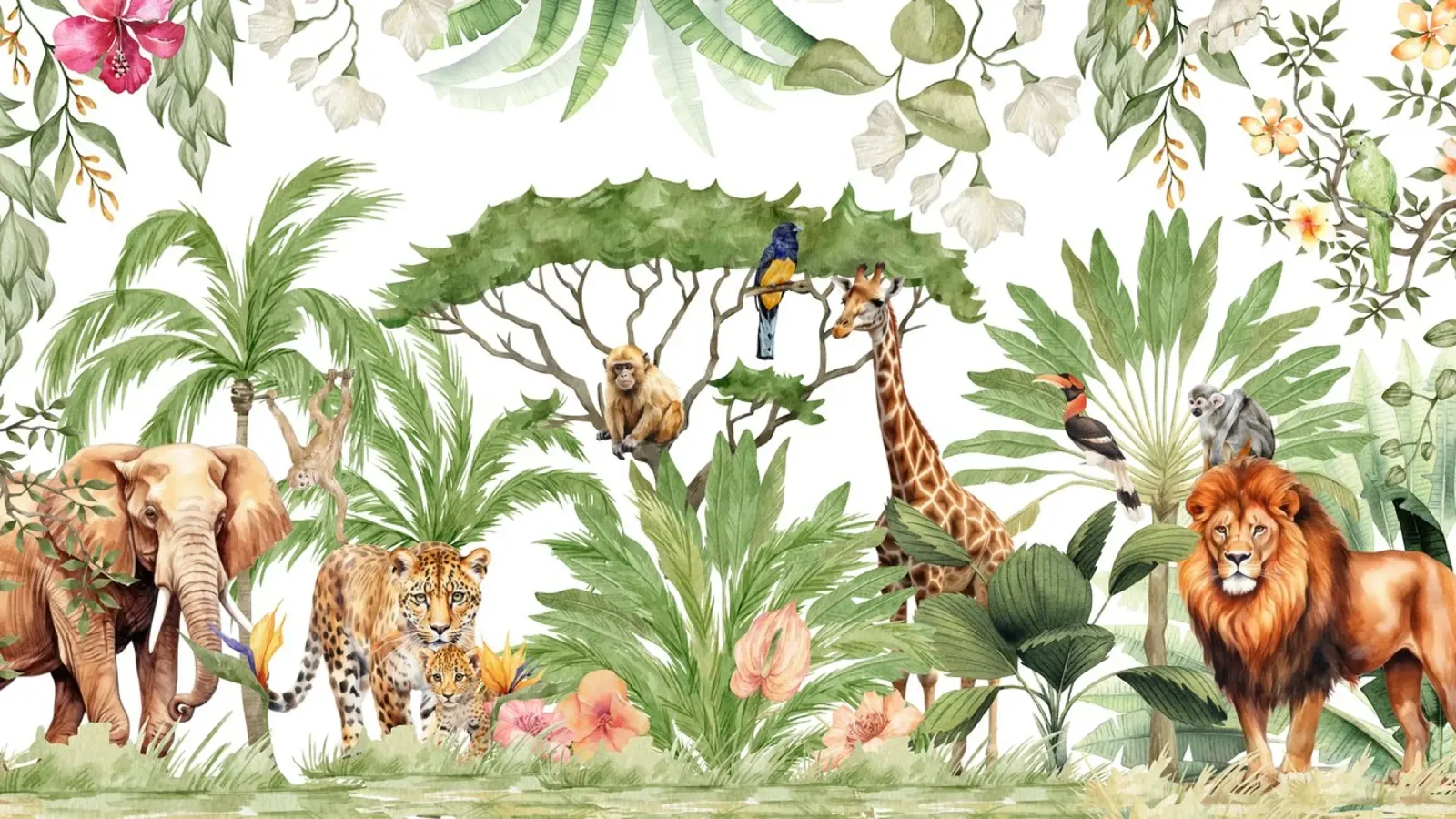 Nursery Watercolor Exotic African Animals Safari 3 poster by Vintage World - Uta Naumann