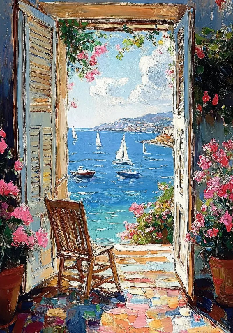 Matisse inspiriert Open Window "Through Light and Shadow" hahnemühle by Nikis Art Studio