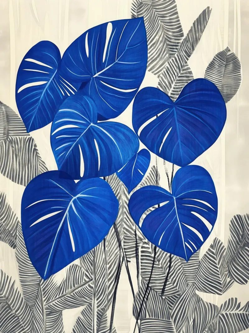 Alocasia blu | Eleganza botanica in stile scandi poster con telaio in plastica da Autofocus