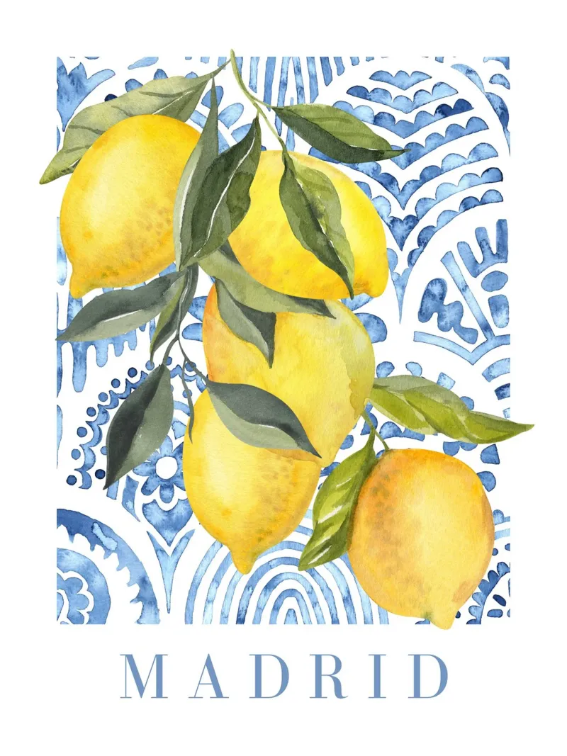 Poster al limone con piastrelle blu pellicola backlit da Bella Studio