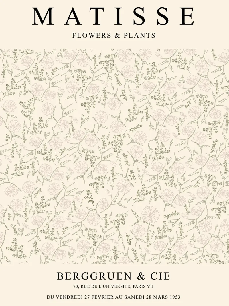 Bloemenpatroon - Op Matisse geïnspireerd ontwerp canvas met Baklijst van Whole©