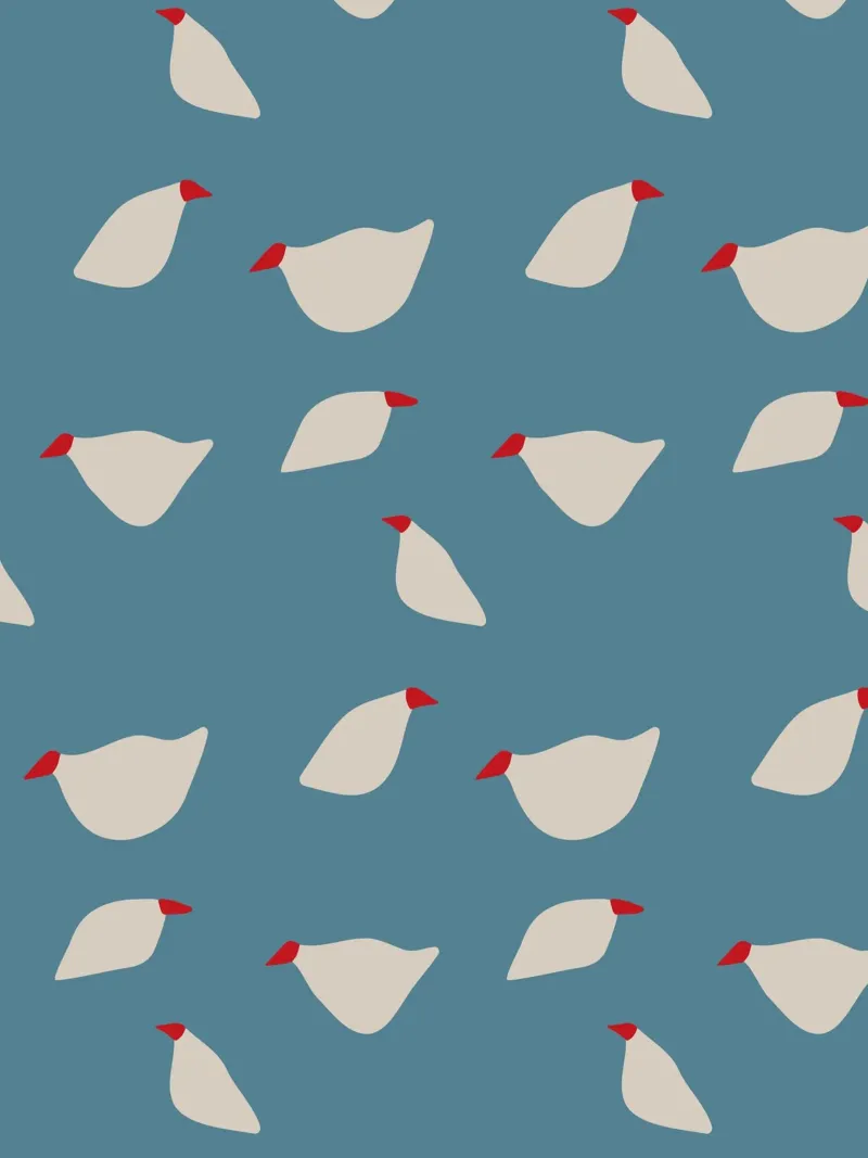 Minimalist seagull pattern on blue alu-dibond by Spunk