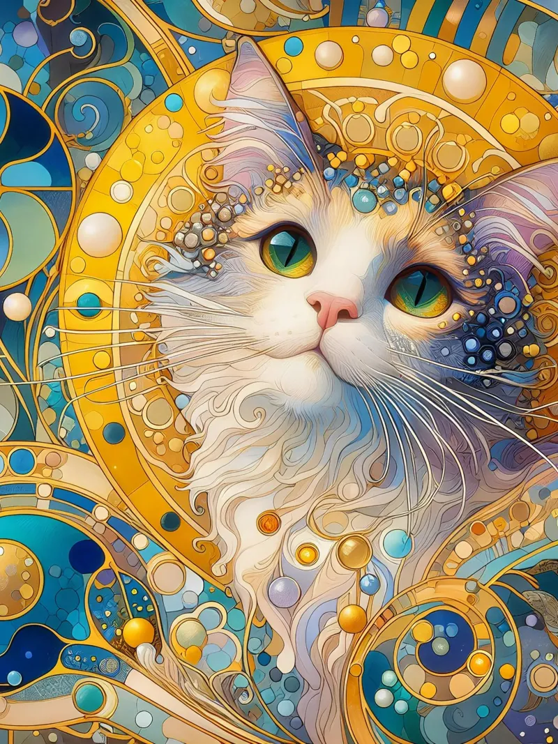 Gatto bianco alluminio dibond da Art-Nouveau-Dsg