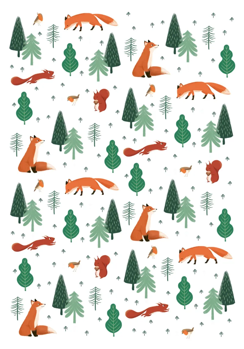 Waldtiere Muster poster de VIERUNDFÜNFZIG