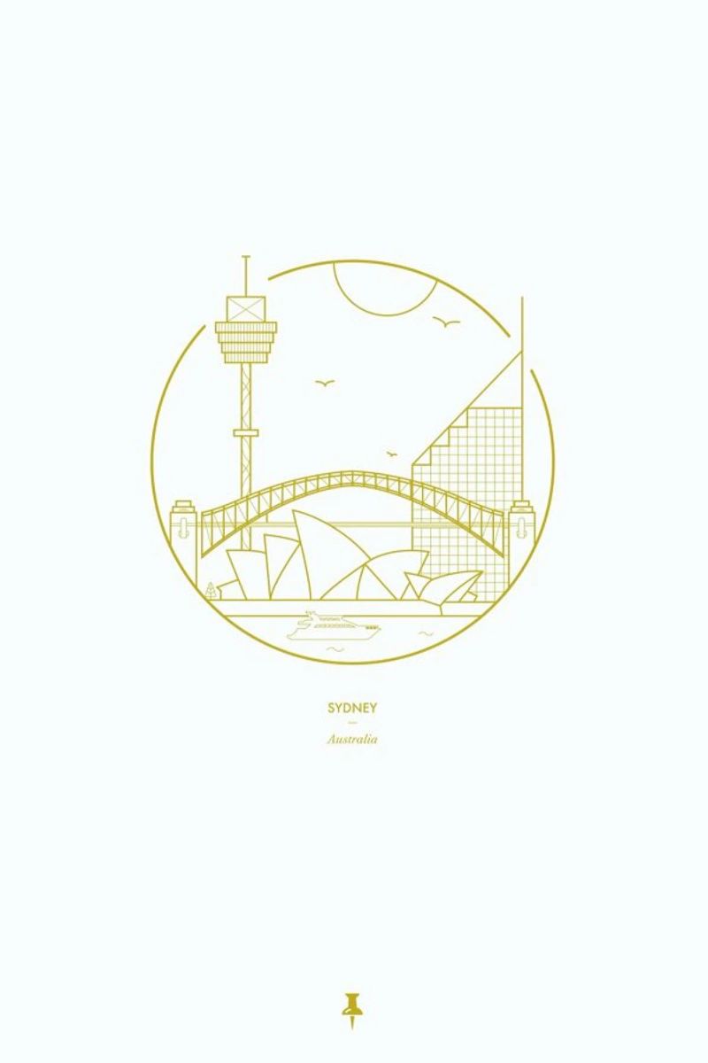 Sydney poster with wooden frame by Dean Smith
