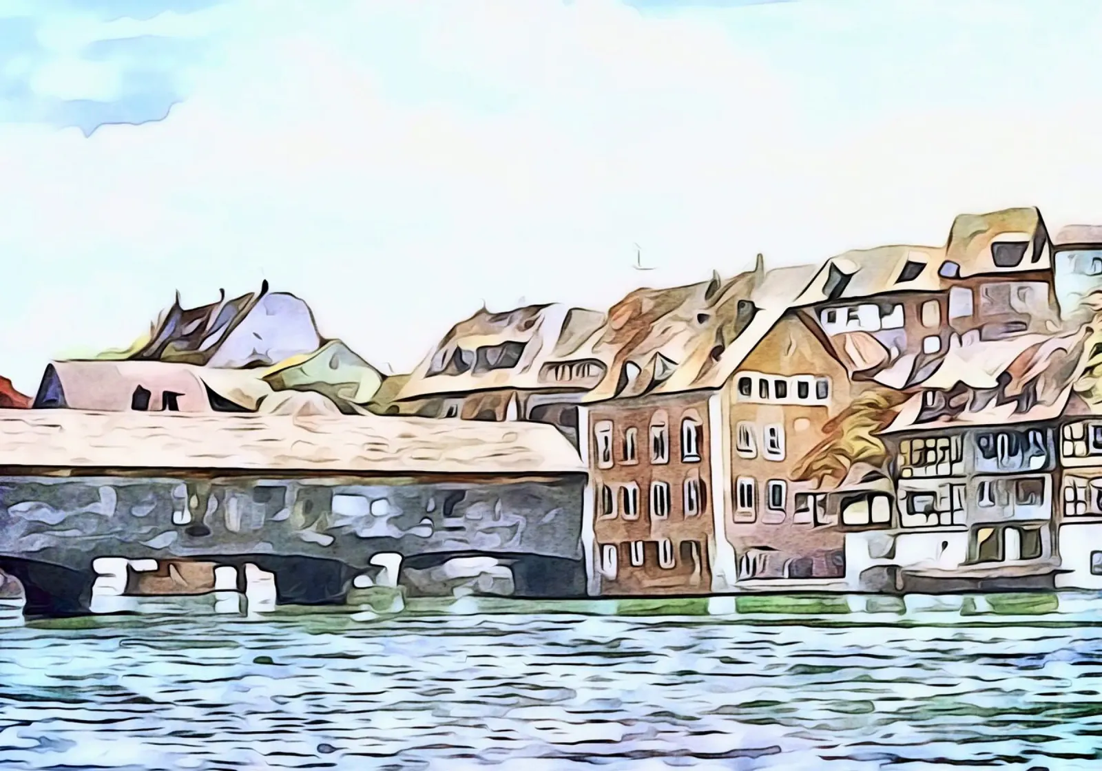 Gailingen am Hochrhein, Motif 1 canvas with Floater frame by ZAMART