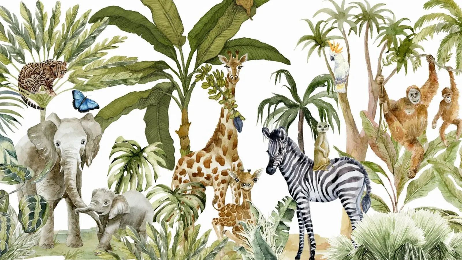 Watercolor Whimsical African Wildlife Savanna With Animals poster by Vintage World - Uta Naumann