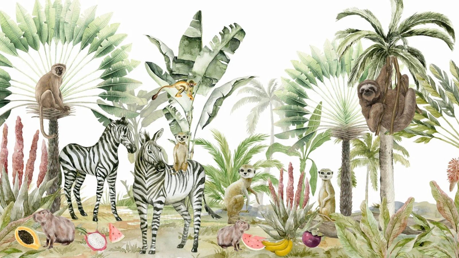 Watercolor Whimsical African Wildlife Savanna poster by Vintage World - Uta Naumann