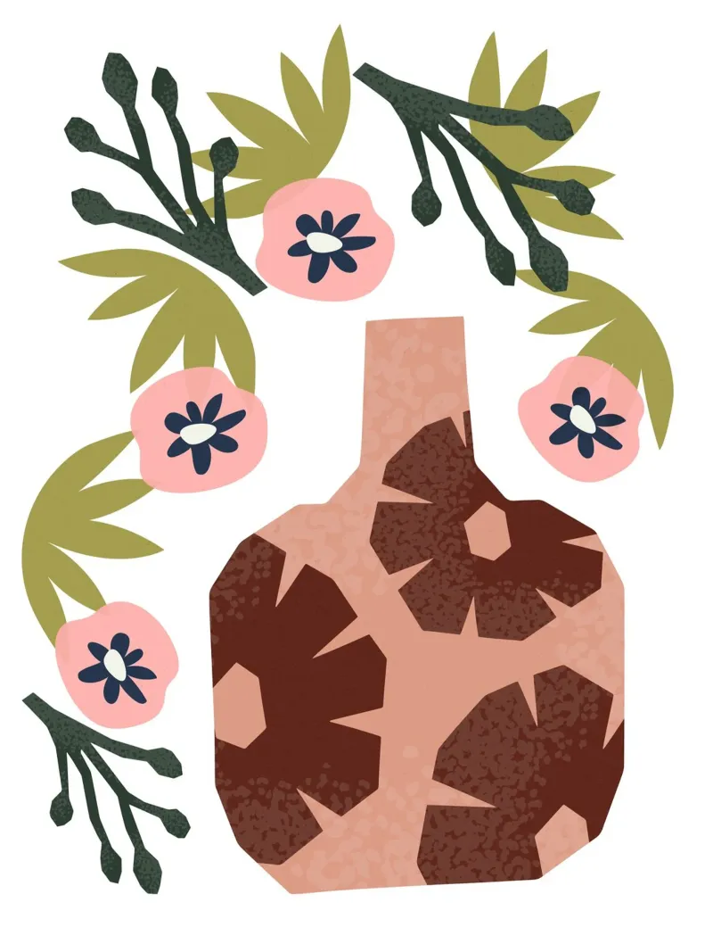 Vase And Flowers poster con telaio in plastica da treechild
