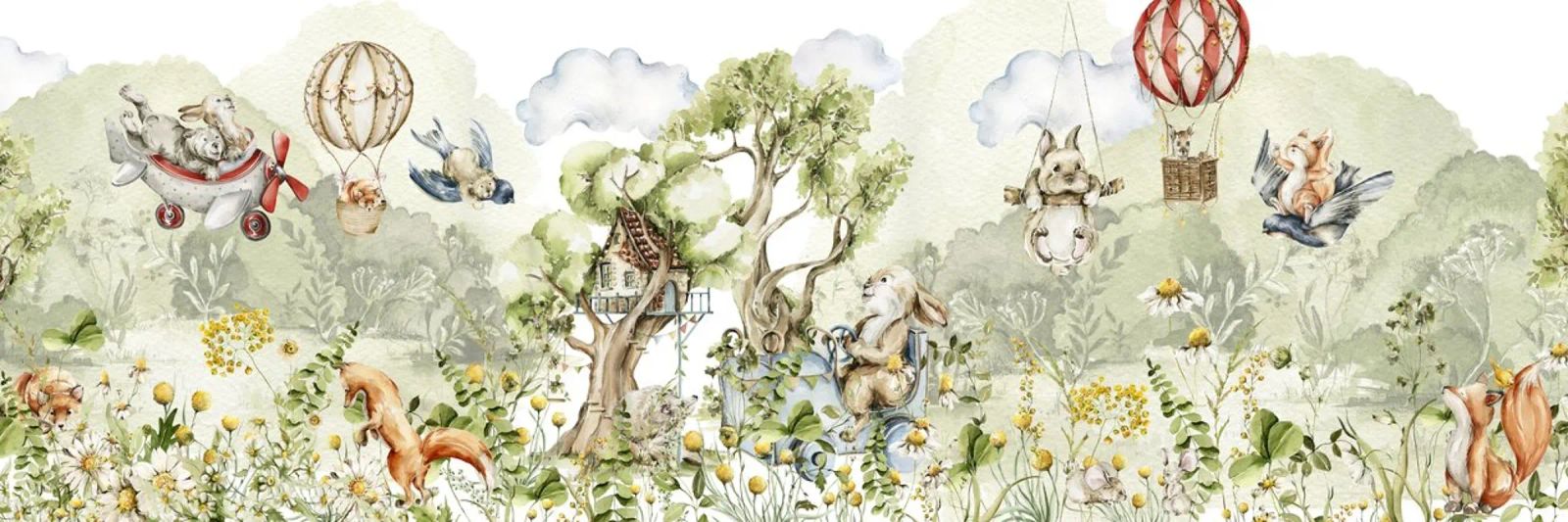 Whimsical Fairytale Animals Garden Storybook Panorama poster by Vintage World - Uta Naumann
