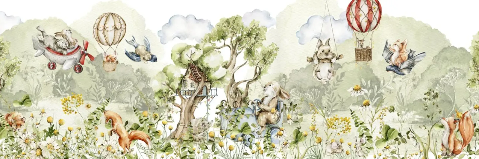 Whimsical Fairytale Animals Garden Storybook Panorama poster by Vintage World - Uta Naumann