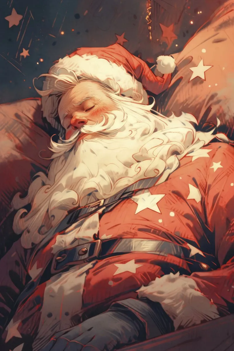 Sleeping Santa hahnemühle de treechild