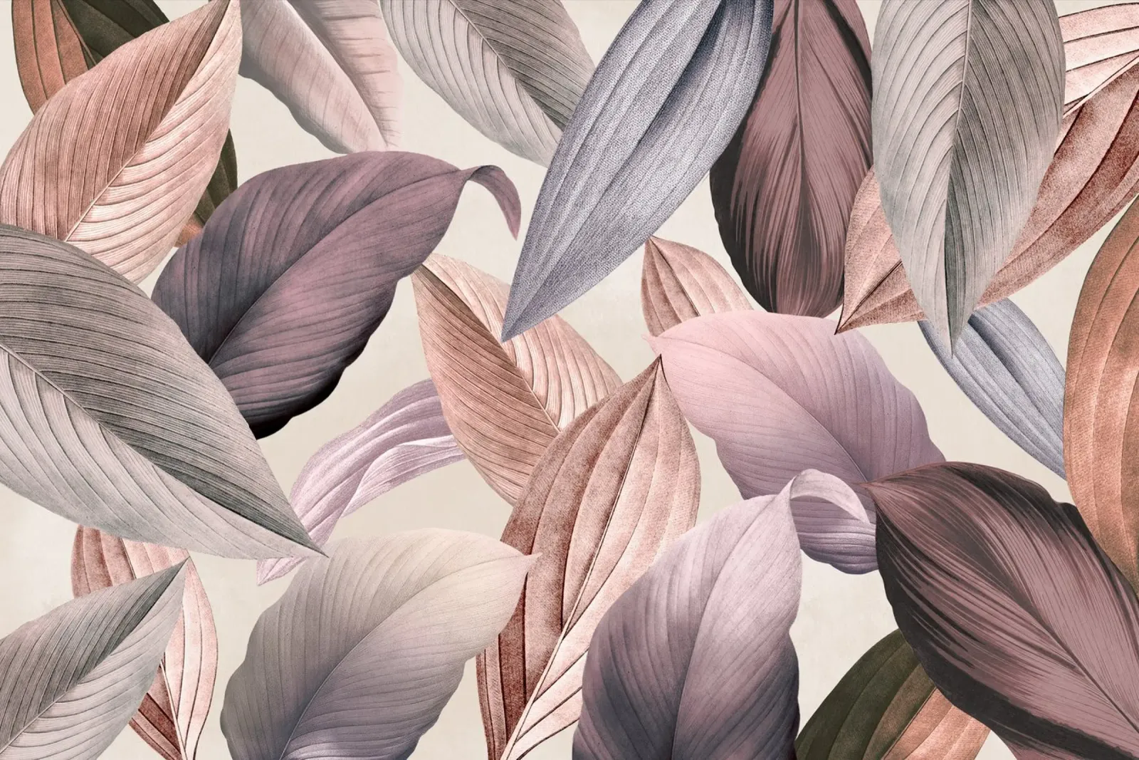 Giardino tropicale vintage con foglie di rame poster con telaio in legno da Vintage World - Uta Naumann