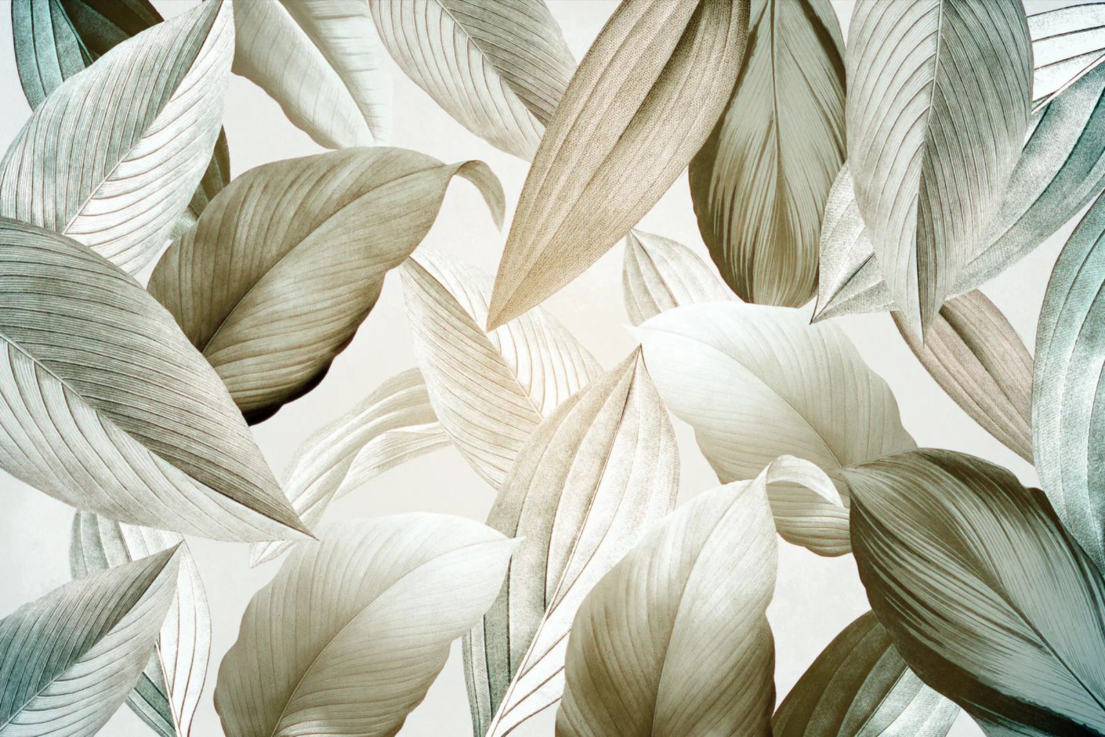 Tuin met tropisch sepia gebladerte acryl van Vintage World - Uta Naumann