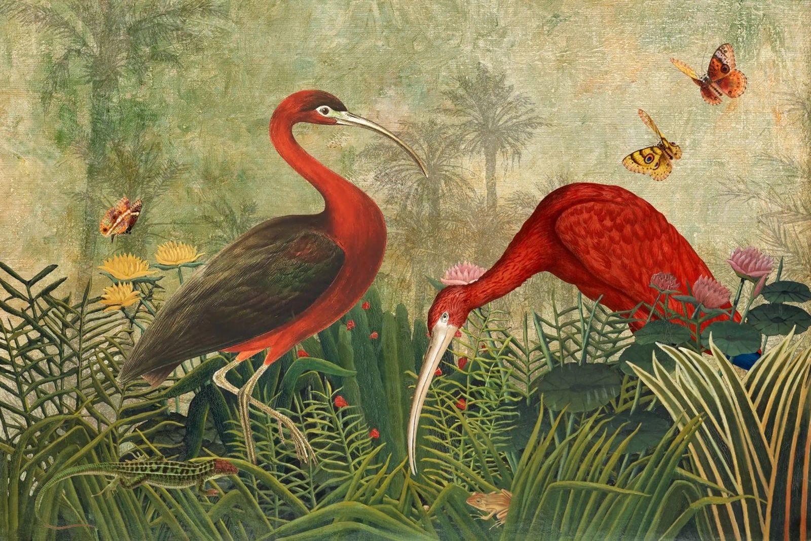 Ibis exotique vintage dans un jardin tropical poster de Vintage World - Uta Naumann