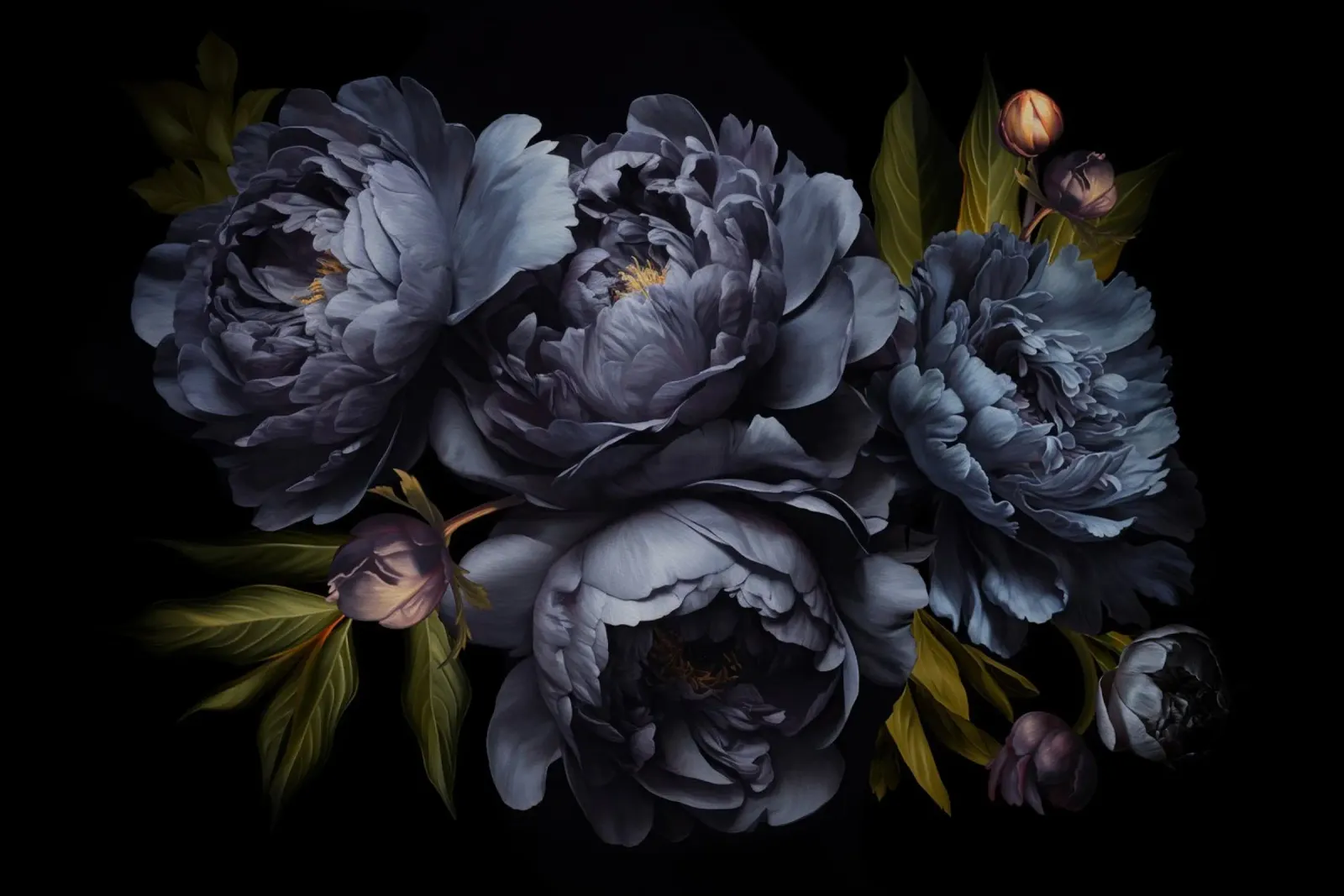 Peonie vintage blu notte Mystic pellicola backlit da Flower Garden - Uta Naumann