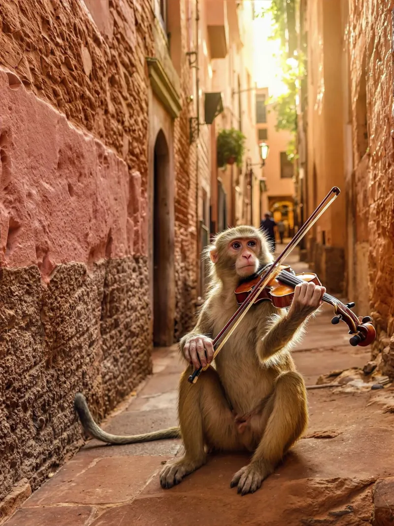 The Marrakech Fiddler Monkey canvas by Art-Travel