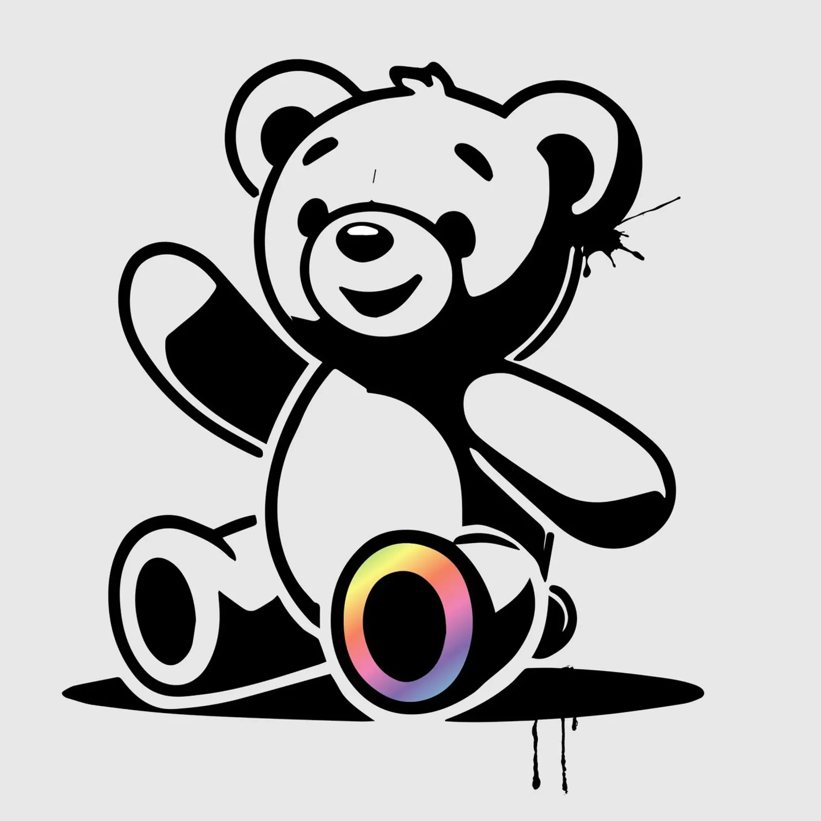 Orsetto a stencil con accenti arcobaleno pellicola backlit da namosh