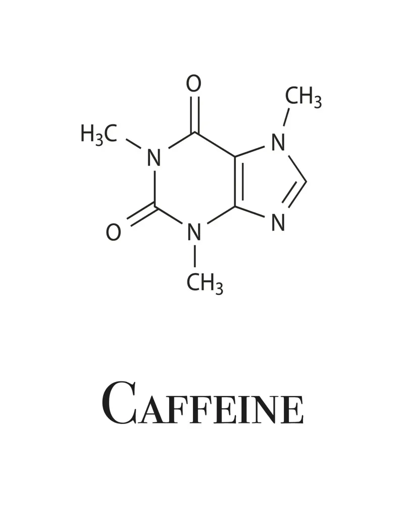 Koffein Molekül: Grafik für Kaffee-Liebhaber poster with wooden frame by Pulse of Art
