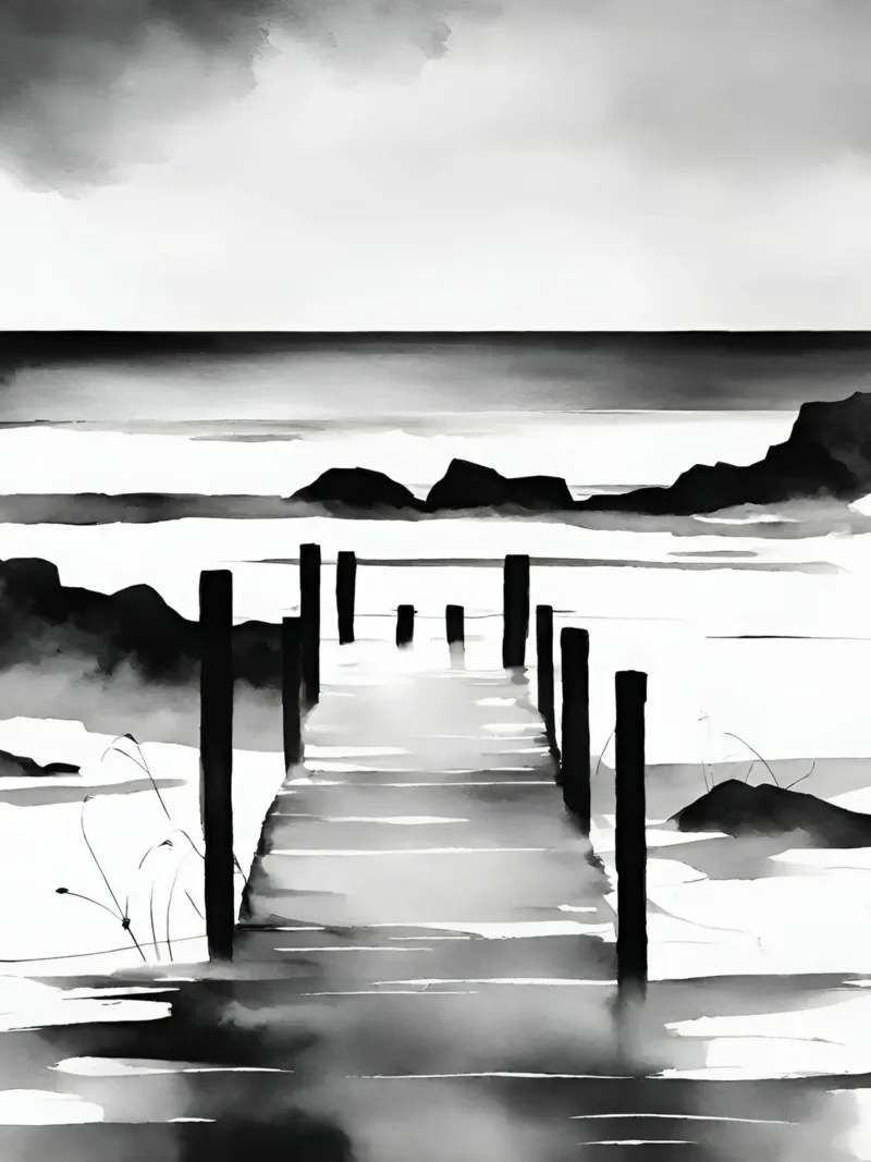 Steg am See - Aquarell poster by Ohkimiko