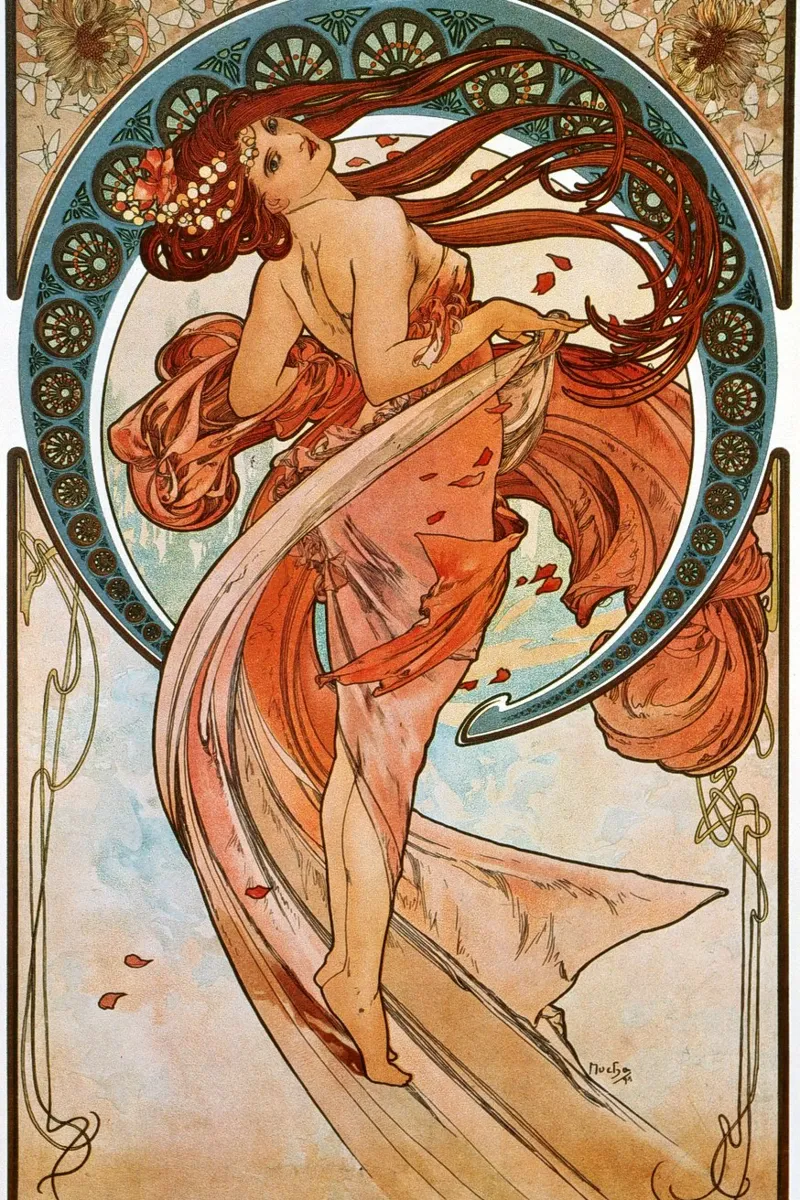 Alfons Mucha - Die Künste: Tanz Acryl-Glas von ARTOTHEK