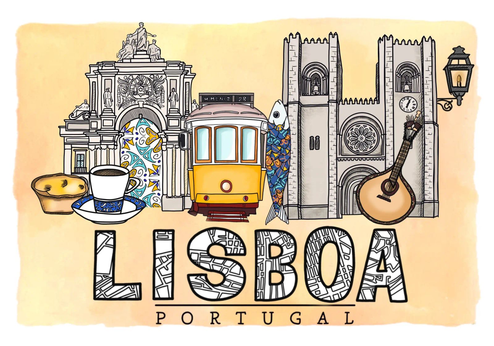 Skyline Lisbon poster de Claudiabrueggen