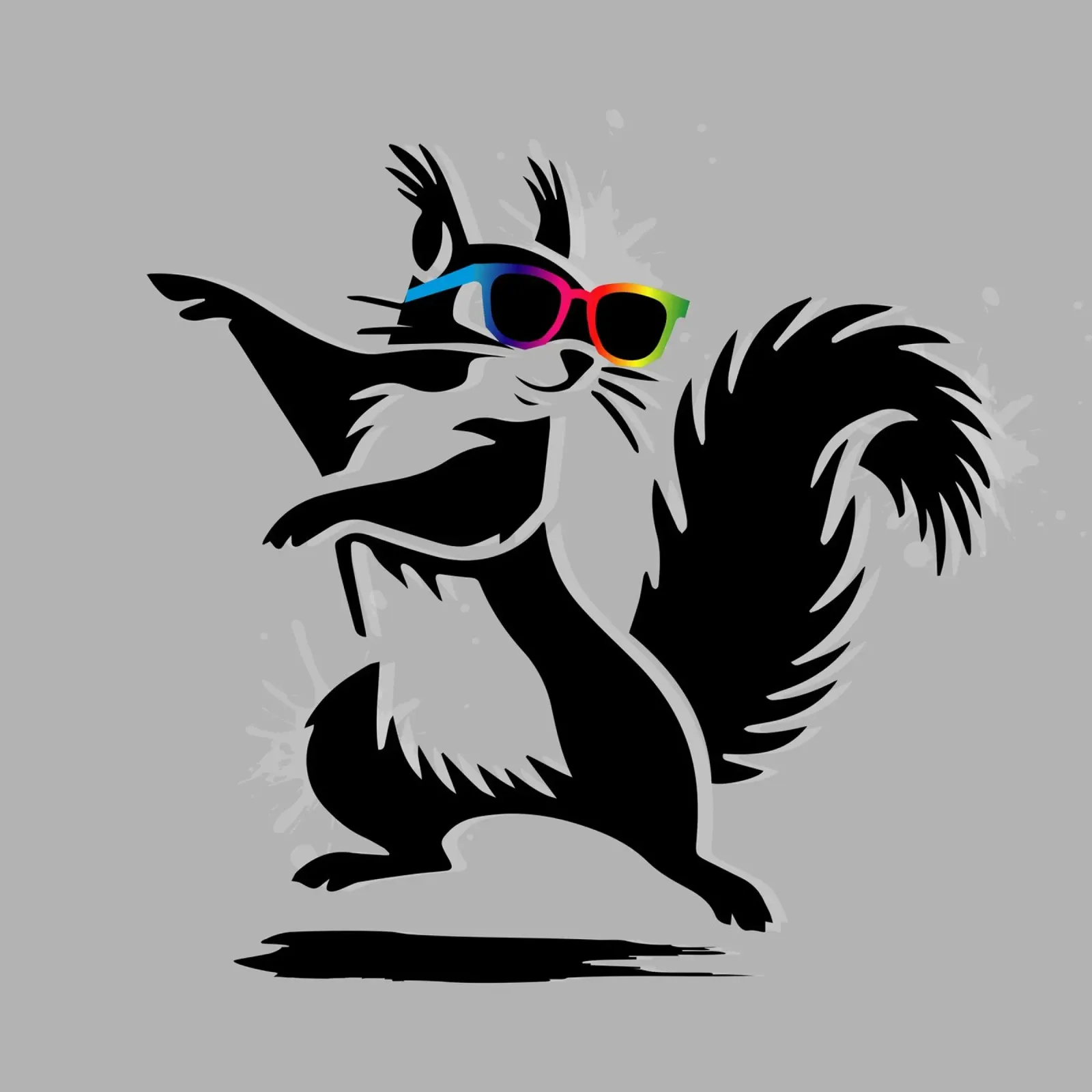 Stylish squirrel with sunglasses in stencil style canvas with Floater frame by namosh
