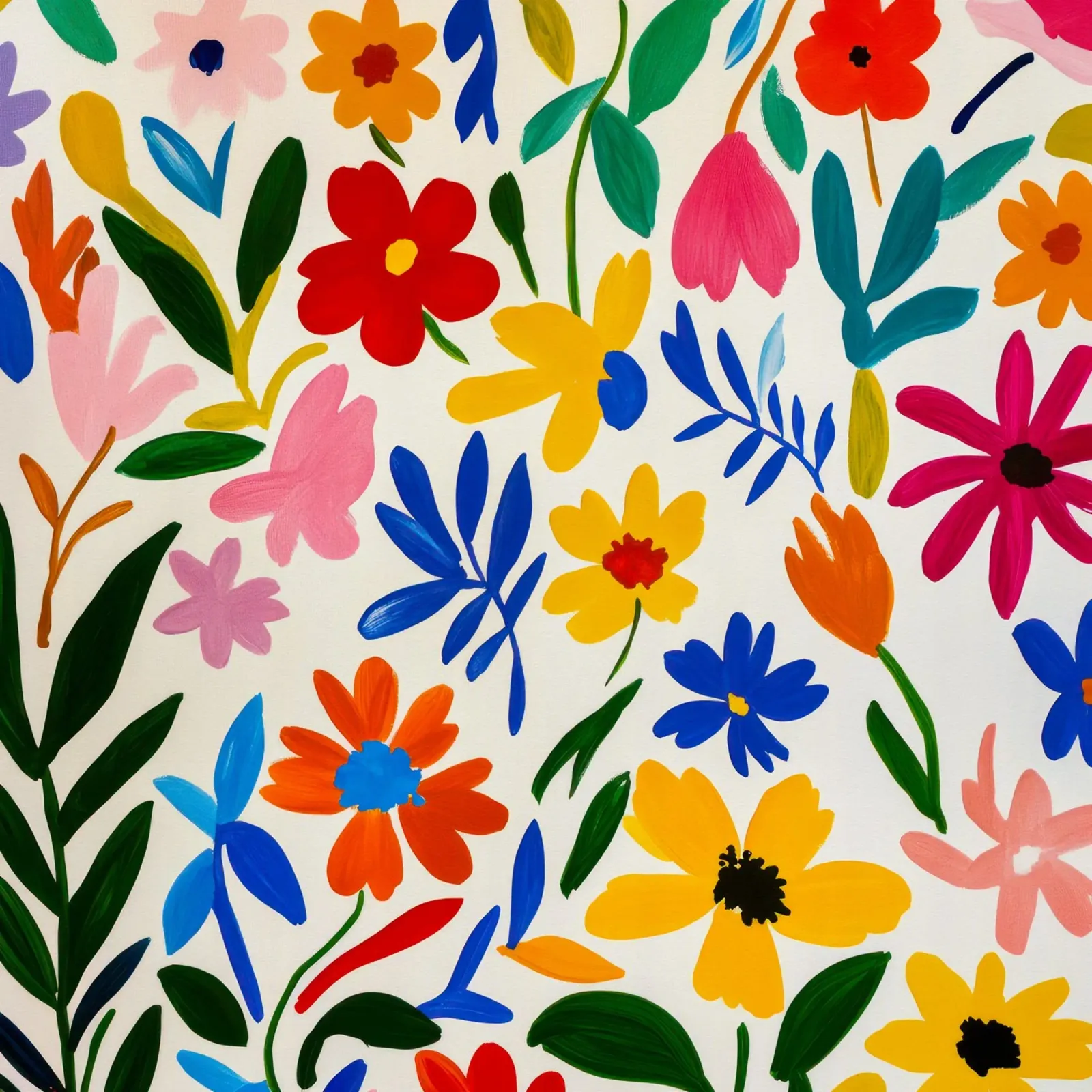 Retro Midcentury Moderne Matisse Bloementuin canvas met Baklijst van Modern Muse
