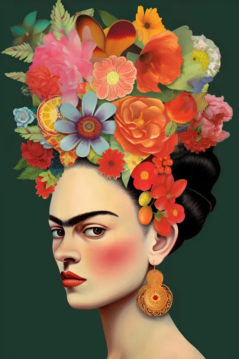 Frida Kahlo bloemstukken canvas van Carinaprint